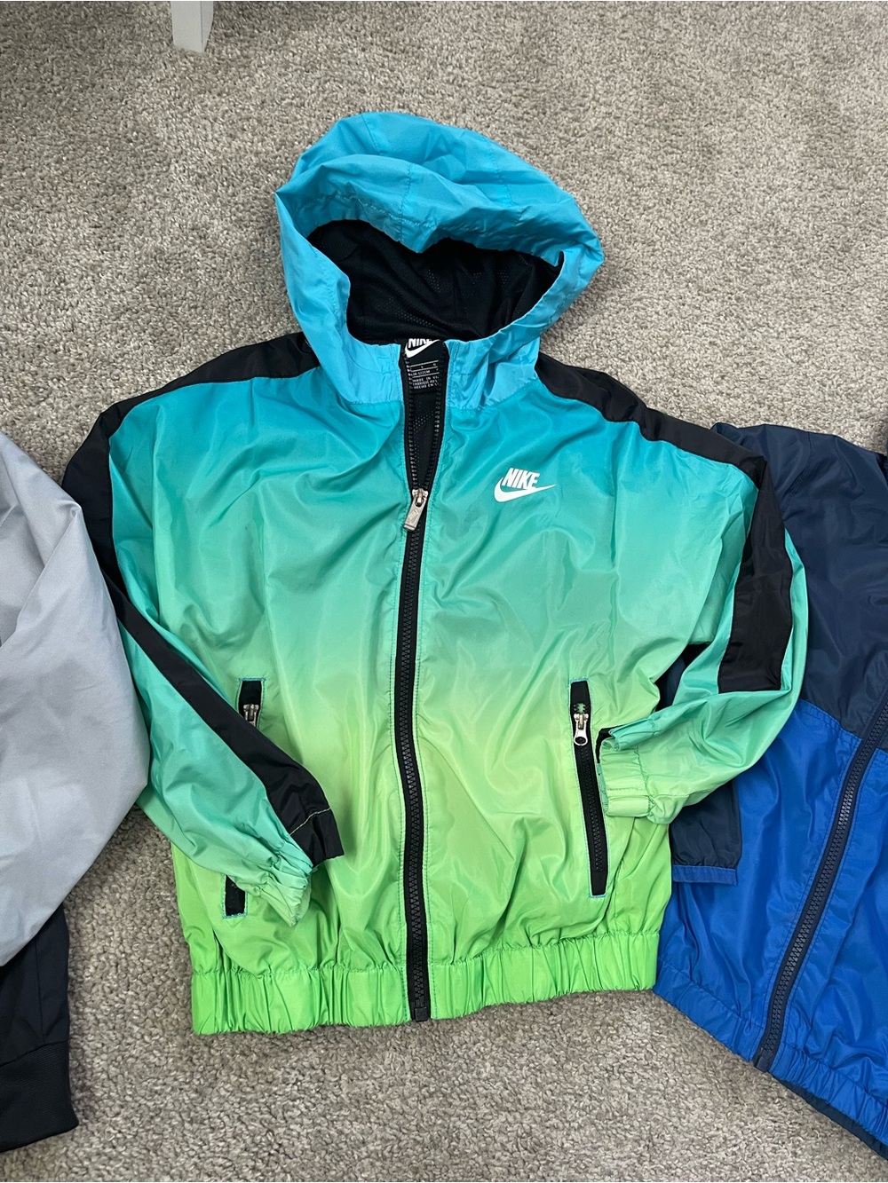 Nike Teal to Lime Gradient Hooded Windbreaker with Black Accents